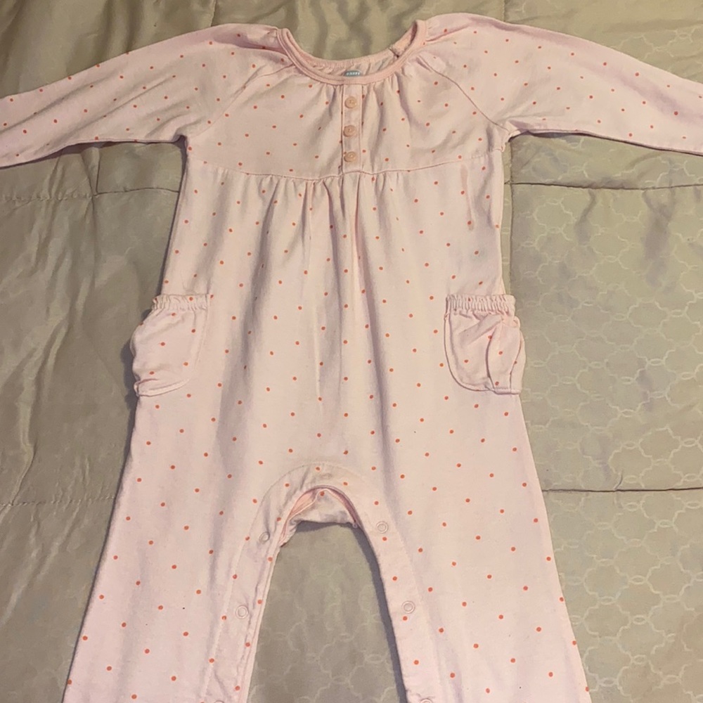 Pink polka dot jumpsuit with clasping